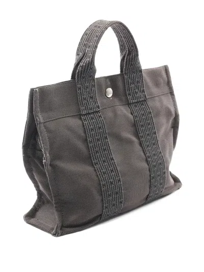Pre-owned Hermes 2000s Pm Yale Line Canvas Tote Bag In Gray