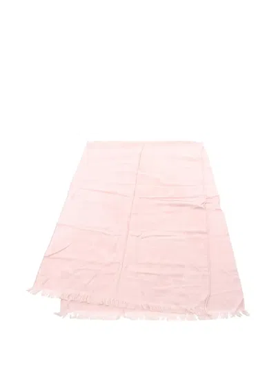 Pre-owned Hermes 2010s Libris Fringe Stall Scarf In Pink