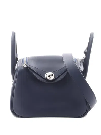 Pre-owned Hermes 2024 Mini Lindy Top-handle Tote Bag In Blue