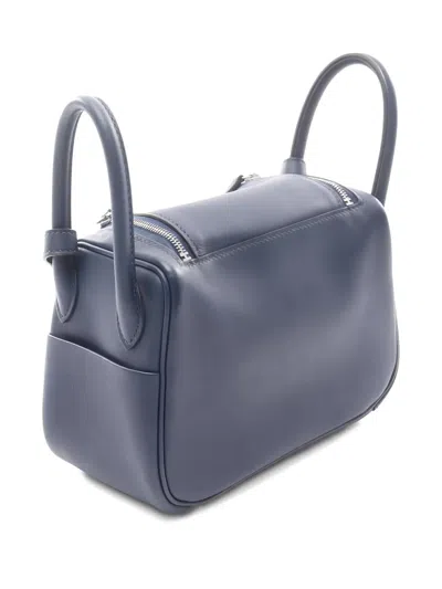 Pre-owned Hermes 2024 Mini Lindy Top-handle Tote Bag In Blue