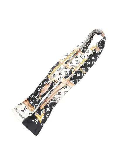 Pre-owned Louis Vuitton 2021 Monogram Silk Scarf In Black