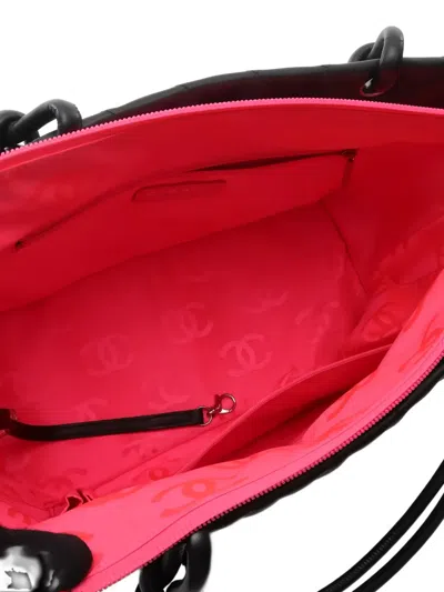 Pre-owned Chanel 2010-2011 Cambon Line Quilted Logo Tote Bag In Black