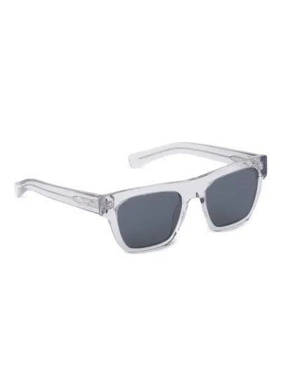 Prada Logo-print Rectangle-frame Sunglasses In Silver