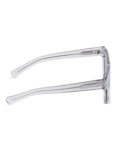 Prada Logo-print Rectangle-frame Sunglasses In Silver