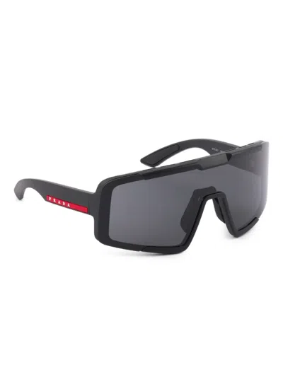 Prada Linea Rossa Rectangle-frame Sunglasses In Black