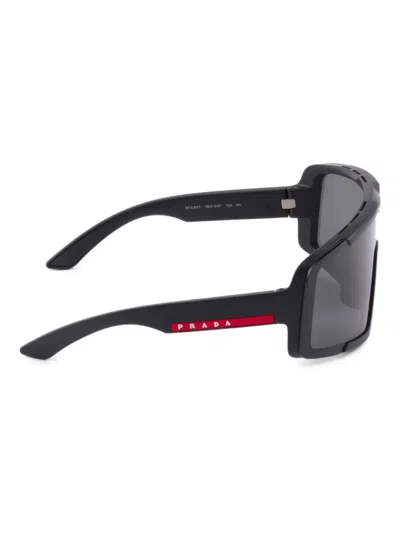 Prada Linea Rossa Rectangle-frame Sunglasses In Black