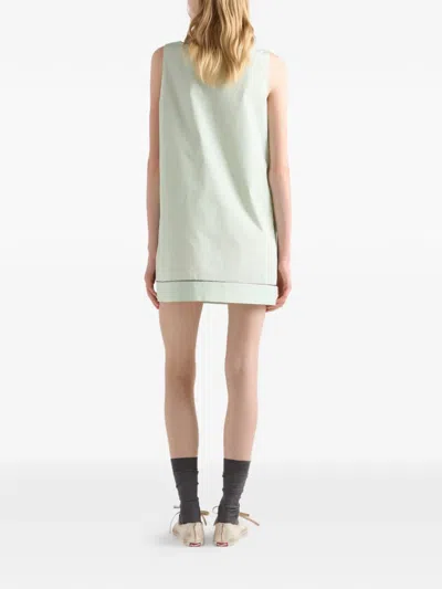 Prada Button Pocket Mini Dress In Blue