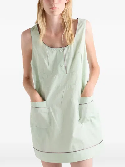 Prada Button Pocket Mini Dress In Blue