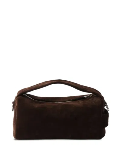 Prada Detachable Strap Suede Leather Shoulder Bag In Brown
