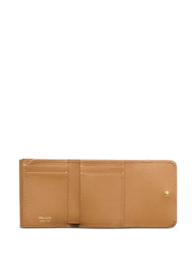 Prada Triangle-logo Saffiano Leather Wallet In Neutral