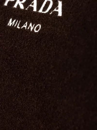 Prada Detachable Strap Suede Leather Shoulder Bag In Brown