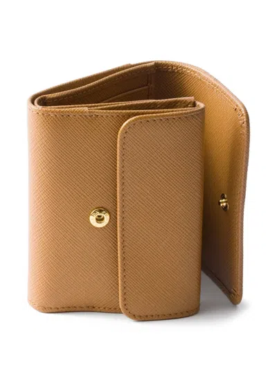 Prada Triangle-logo Saffiano Leather Wallet In Neutral