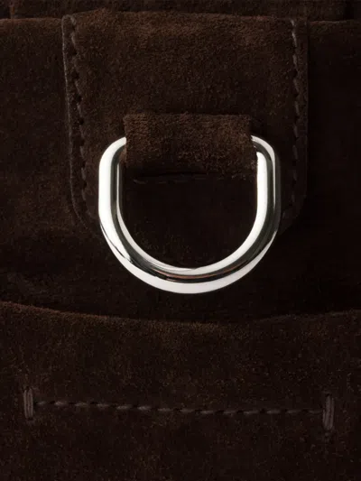 Prada Detachable Strap Suede Leather Shoulder Bag In Brown
