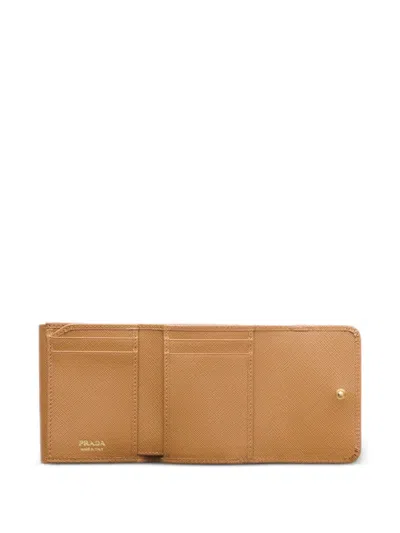 Prada Triangle-logo Saffiano Leather Wallet In Neutral
