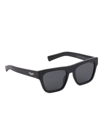 Prada Logo-print Rectangle-frame Sunglasses In Black