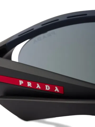 Prada Linea Rossa Rectangle-frame Sunglasses In Black