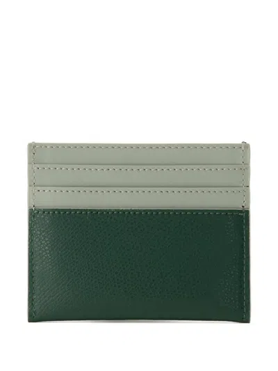 Fendi Ff Leather Card Holder In Green