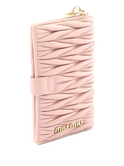 Pre-owned Miu Miu 2010s Matelasse Leather Wallet In Pink