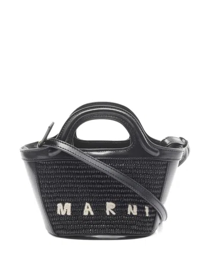 Pre-owned Marni 2010s Tropicalia Raffia Micro Tote Bag In Black