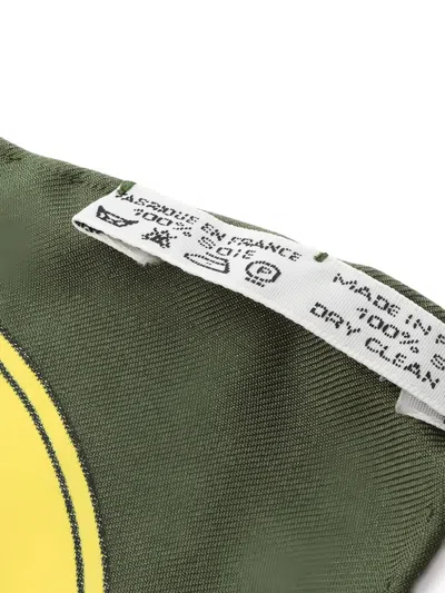 Pre-owned Hermes 2000s Grand Apparat Silk Scarf In Green