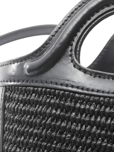 Pre-owned Marni 2010s Tropicalia Raffia Micro Tote Bag In Black