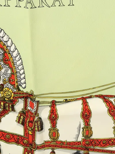 Pre-owned Hermes 2000s Grand Apparat Silk Scarf In Green