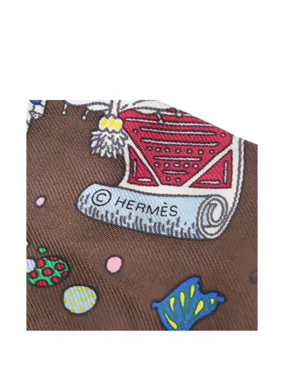 Pre-owned Hermes 2000s La Folle Scarf In Brown
