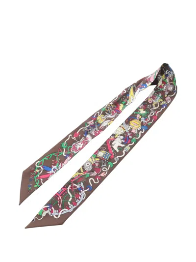 Pre-owned Hermes 2000s La Folle Scarf In Brown