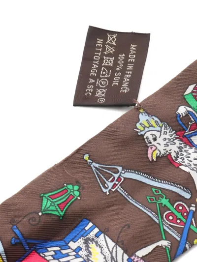 Pre-owned Hermes 2000s La Folle Scarf In Brown