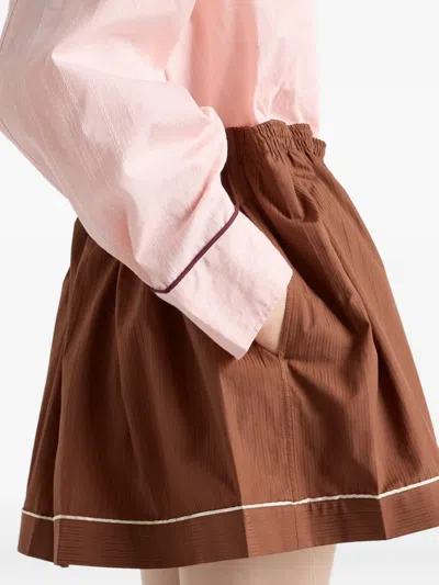 Prada Elasticated Button Mini Skirt In Brown