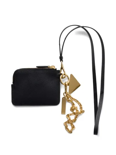 Prada Logo Leather Wallet In Black