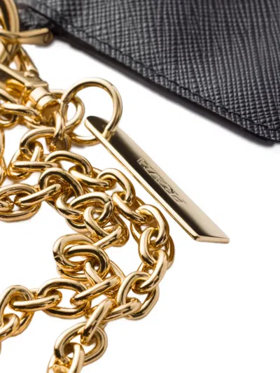 Prada Logo Leather Wallet In Black