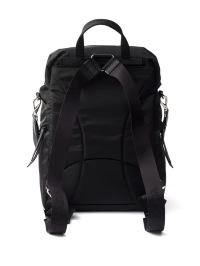 Prada Zipper Logo-detail Backpack In Black