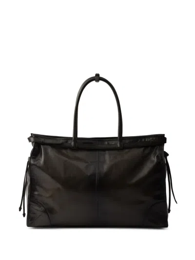 Prada Chocolate Leather Large Shopping Bag In Brown