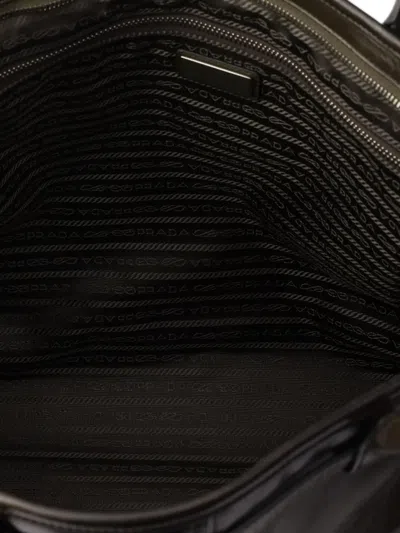 Prada Chocolate Leather Large Shopping Bag In Brown