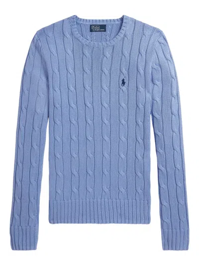 Polo Ralph Lauren Cable-knit Slim Fit Cotton Crewneck Jumper Clothing In Blue