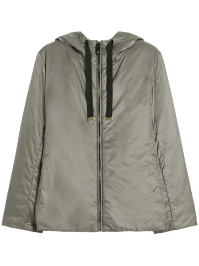 Max Mara The Cube Green Hooded Jacket With A Zip Front By The Cube In Brown