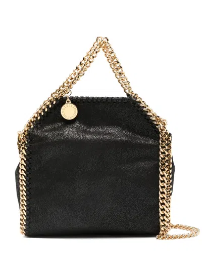 Stella Mccartney The Falabella Mini Faux Brushed-leather Shoulder Bag In Black