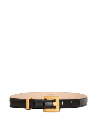 Balmain Anthem Calfskin Belt Adjustable Length In Black