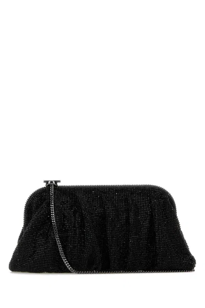 Benedetta Bruzziches Women Black Rhinestones Knit Venus La Grande Clutch In Black