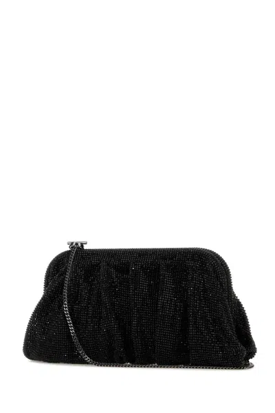 Benedetta Bruzziches Women Black Rhinestones Knit Venus La Grande Clutch In Black