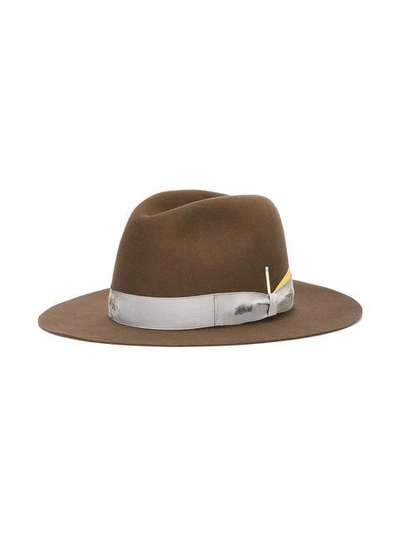 Shop Borsalino Strap Detail Fedora Hat In Brown