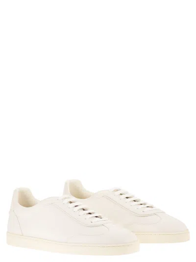 Brunello Cucinelli Men Deer Leather Sneakers With Grain In Multi