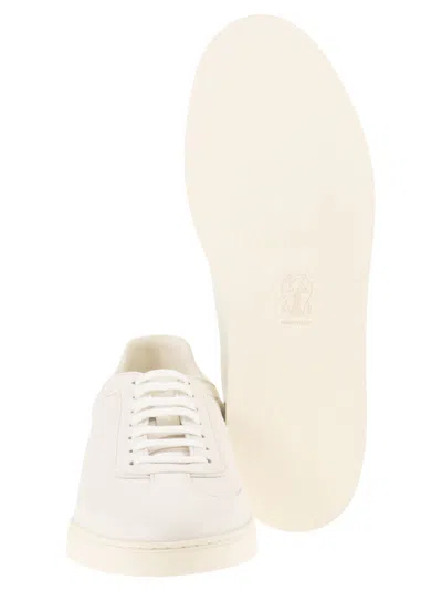 Brunello Cucinelli Men Deer Leather Sneakers With Grain In Multi