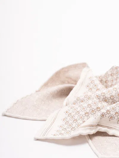 Brunello Cucinelli Patterned Scarf In White