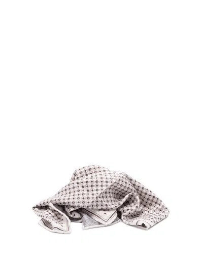 Brunello Cucinelli Geometric-pattern Silk Pocket Square In Neutral