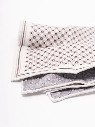Brunello Cucinelli Geometric-pattern Silk Pocket Square In Neutral