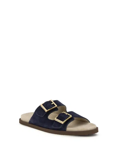 Brunello Cucinelli Buckled Strap Sandals In Blue