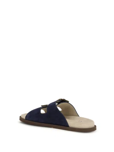 Brunello Cucinelli Buckled Strap Sandals In Blue