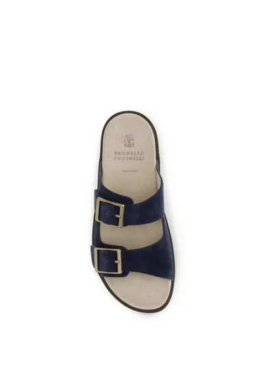 Brunello Cucinelli Buckled Strap Sandals In Blue